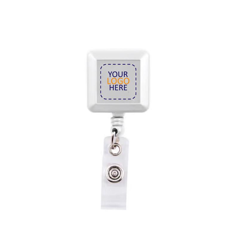 White Plastic Square Reel Badge